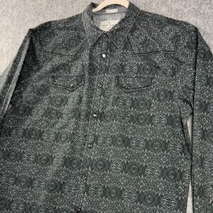 Cody James Mens XL Grey Black Geometric Medallion Pearl Snap Western Shirt